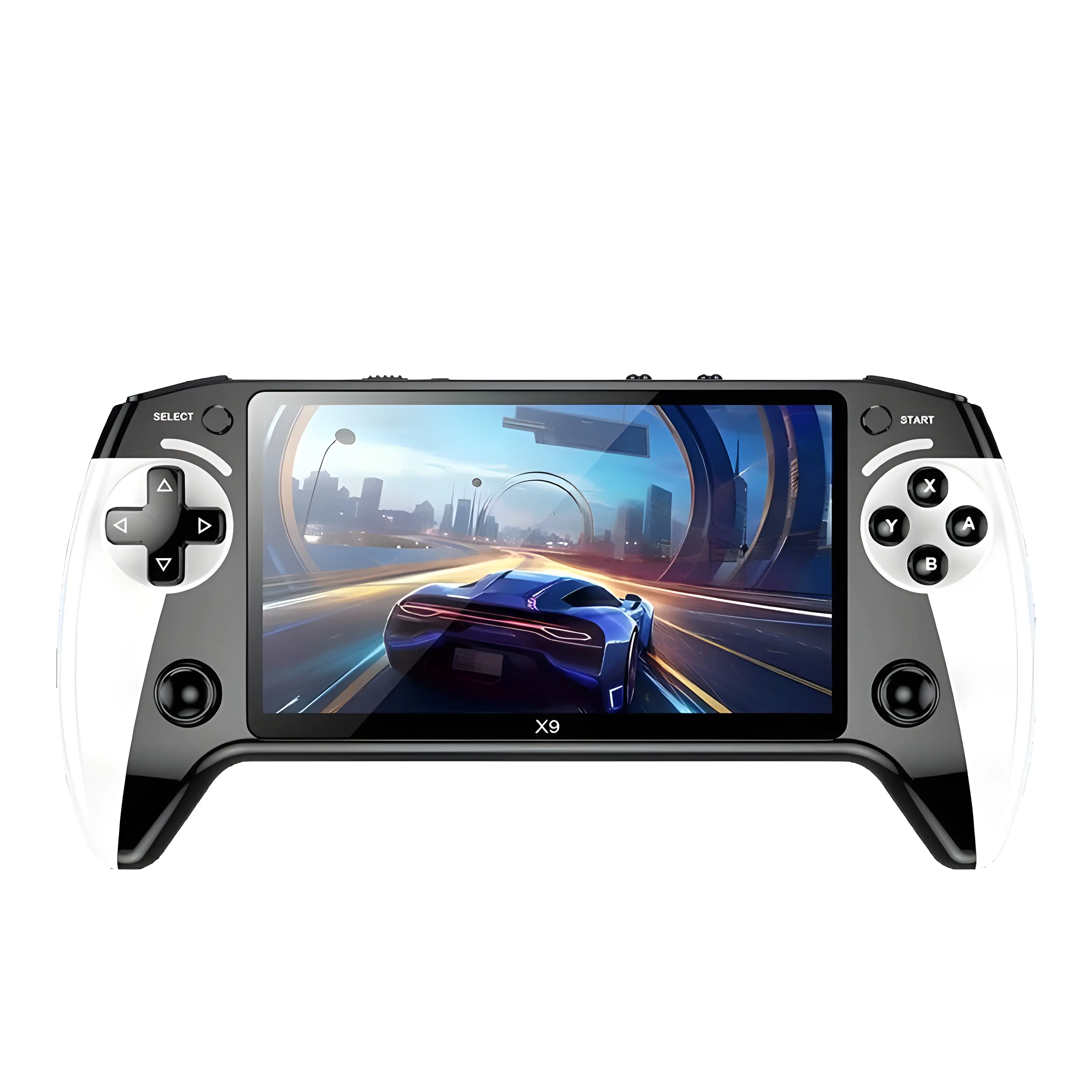 X9 Handheld Game Console Stick - 128GB Portable Gaming Device with 5.5 inches HD Screen, 3500 Built-in Video Games, 10 Emulators, Dual Joystick Control, Black & White Night Toy for Gamers