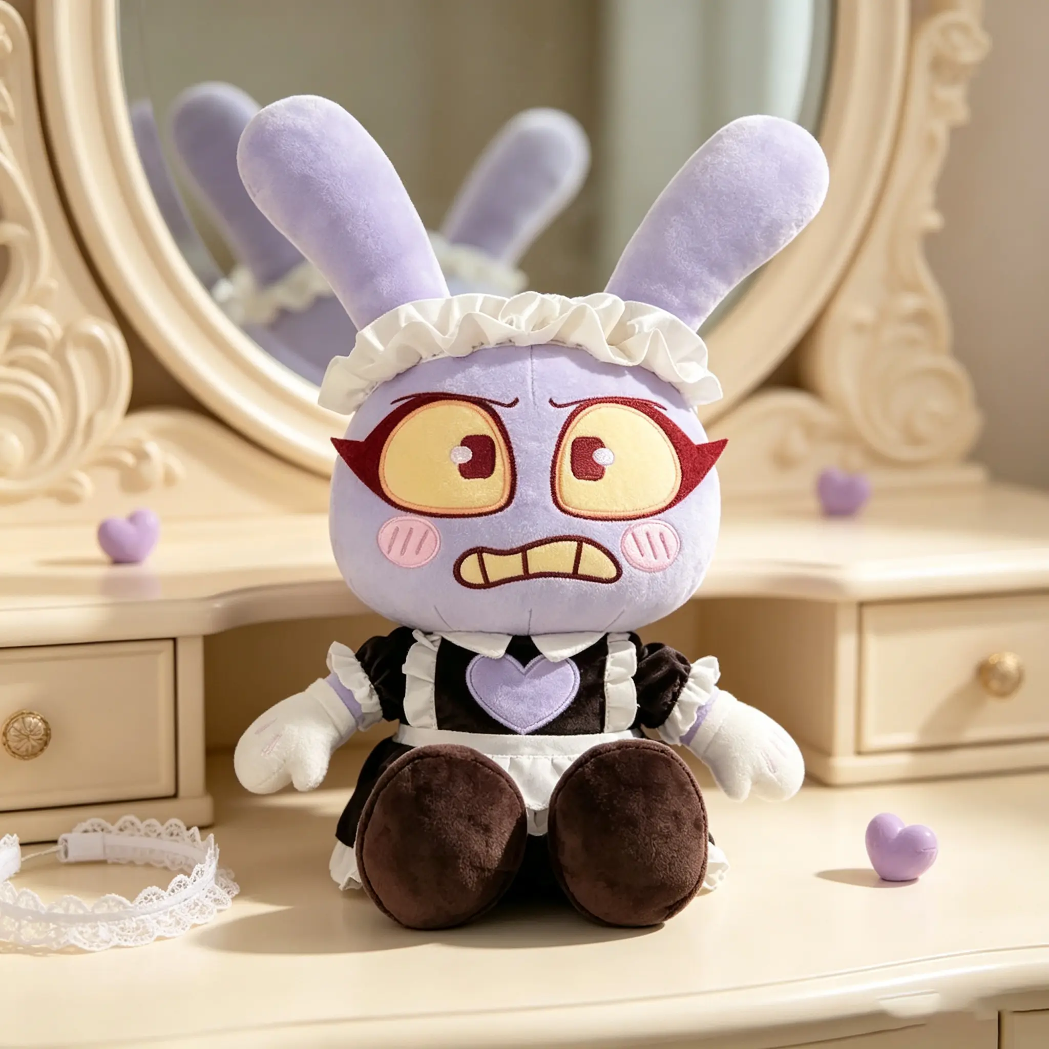 Maid Jax Stuffed Toy, The Amazing Digital Circus Collectible Cutecore Art Toy with Exquisite Maid-Circus Hybrid Design