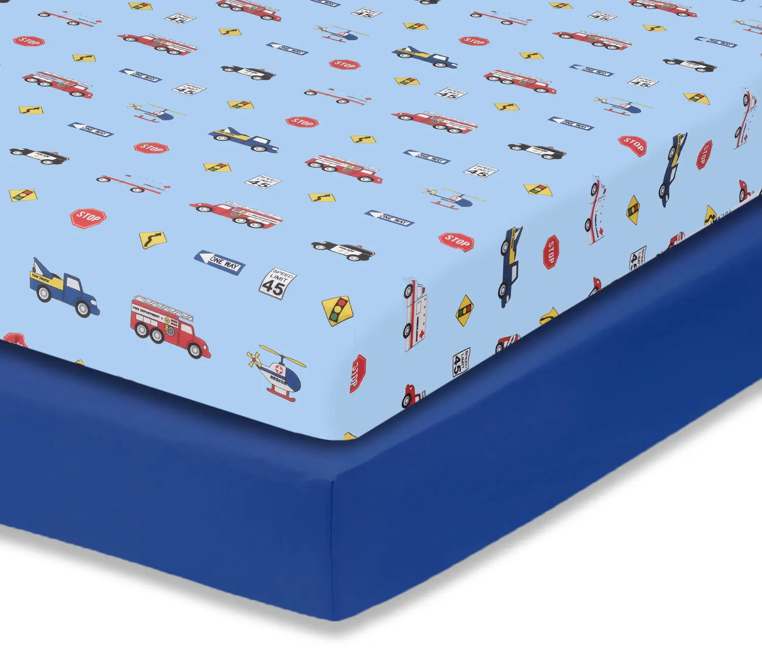 Rescue/Blue 2-Pack Fitted Crib Sheets Rescue/Blue 2-Pack Fitted Crib Sheets