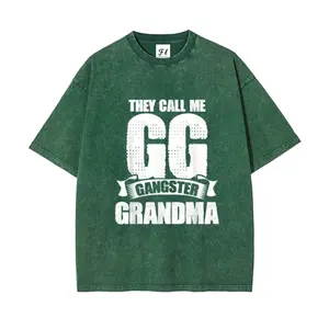 They Call Me GG Gangster Grandma Washable Direct Spray T-Shirt 260g Heavy Cotton Vintage Casual Short Sleeve Crew Neck Tee for Women