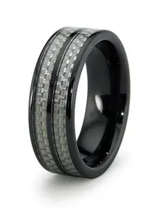EWC R40004-115 Ceramic Ring with Carbon Fiber Inlay 8mm - Size 11.5