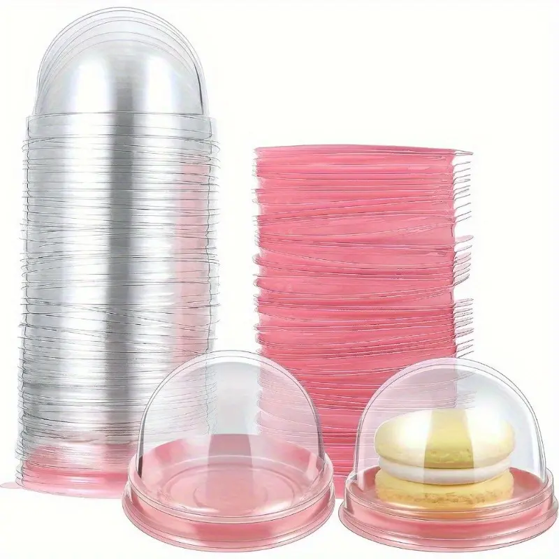 50 Pcs Plastic Cupcake Carriers with Clear Lid - Disposable Mid-Autumn Festival Mooncake Mold Boxes for Christmas, Halloween, Wedding, and Birthday - Kitchen Organizers and Storage Accessories - Bakeware Baking Tools - Home Baking Supplies
