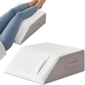 Leg Pillow for Elevation Improve Blood Circulation, Leg Wedge for Swelling, Leg Elevating Pillow for After Surgery, Memory Foam Foot Knee Pillow for Back Sleeping 23.6*16.8*8 Inch White/Grey