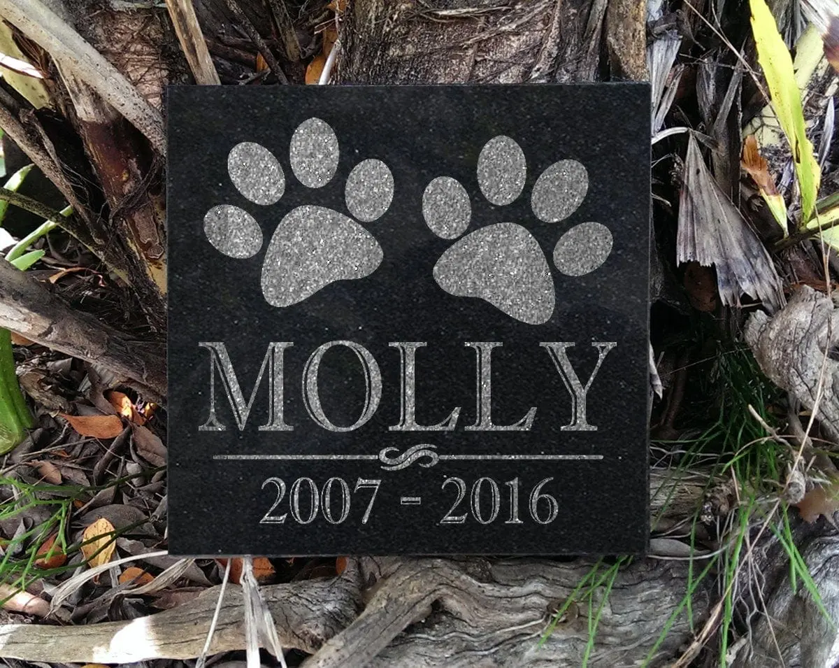 Classic Paws for Dog or Cat | Granite Headstone Memorial Personalized Garden Stone