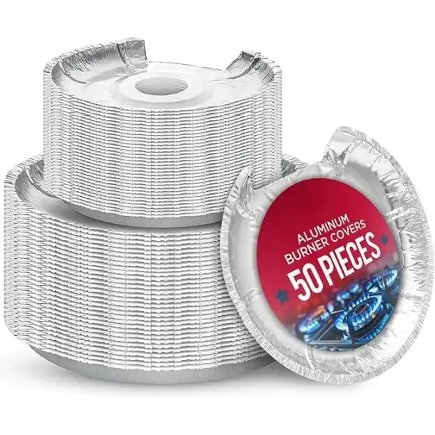 New Deal - Heavy-Duty Aluminum Electric Stove Burner Covers (50 Pack) - Disposable Round Foil Liners (6 & 8 Inch), Non-Stick Drip Great Kitchen Accessory for Easy Cleanup