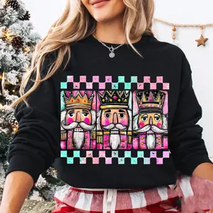 [New Collection For Christmas] Colorful Nutcracker Christmas Sweatshirt | Retro Three Kings Holiday Crewneck | Cute Festive Pullover, Cozy Winter Outfit, Fun Christmas Gift Idea for Women