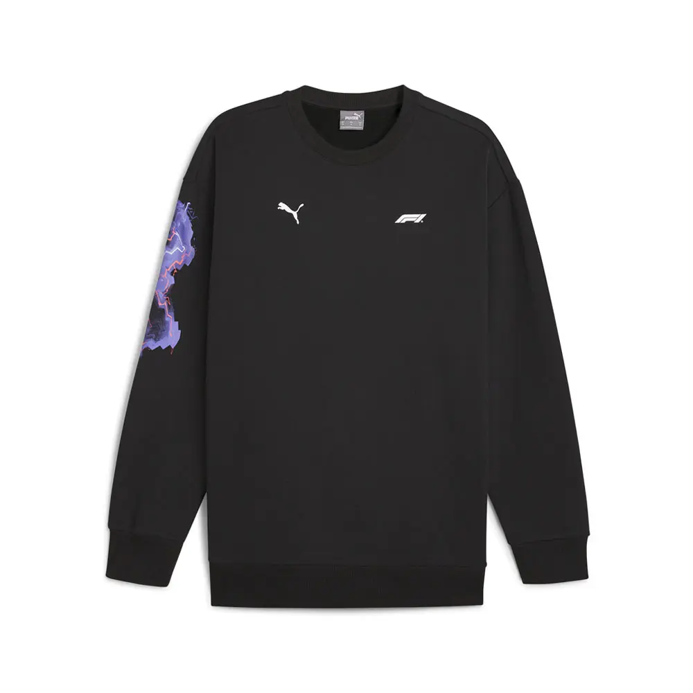 PUMA Mens F1 Neon Energy Crew Neck Sweatshirt Casual - Black