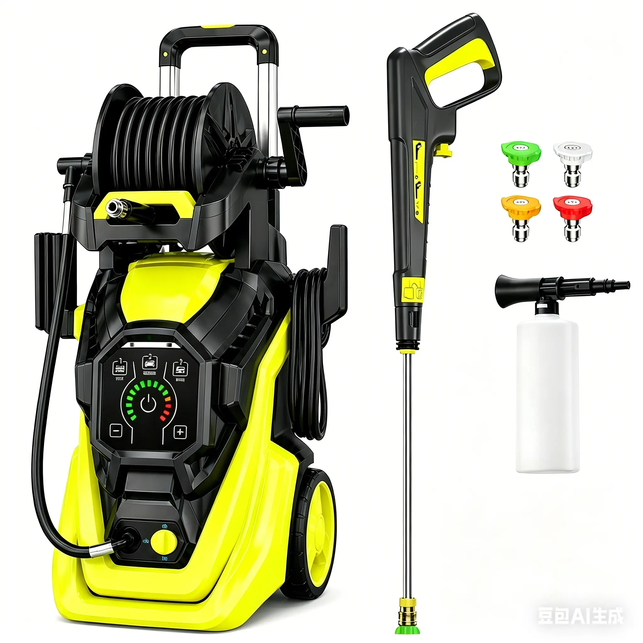 Portable Electric Pressure Washer, 4500 PSI 3.0 GPM Home & Outdoor Pressure Washer with Adj-15-Level Touch Screen, Soap Bottle for Deck, Car Wash, Home, Patio, Yard, Siding, Motorcycle Cleaning