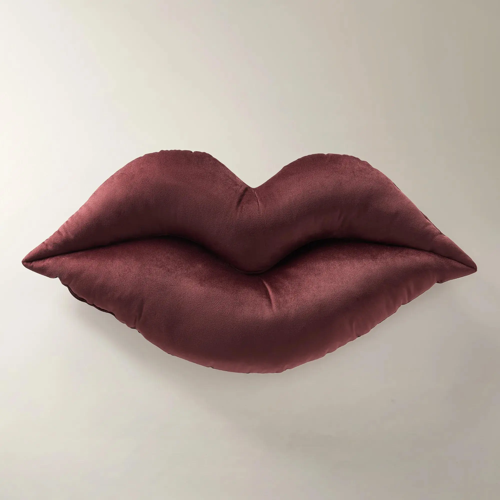 Z Gallerie Oversized Solid Fig Lips Velvet Pillow, 26in Deco Inspired Soft Touch Plush Filled Decorative Pillow