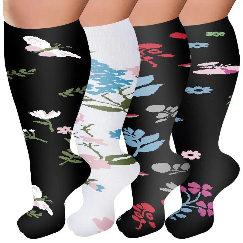 4pc Professional sports compression socks sweat absorbent breathable fabric muscle recovery enhance performance running cycling basketball tennis workout socks trending fitness gear hot right now  Flowers