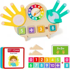 2-in-1 Math Manipulatives Number Counting Blocks Toys & Teaching Clock, Preschool Learning Activities for Toddlers 2-4, Educational Montessori Toys for 3 4 5 Year Old Boys Girls Birthday Gift,summerwins