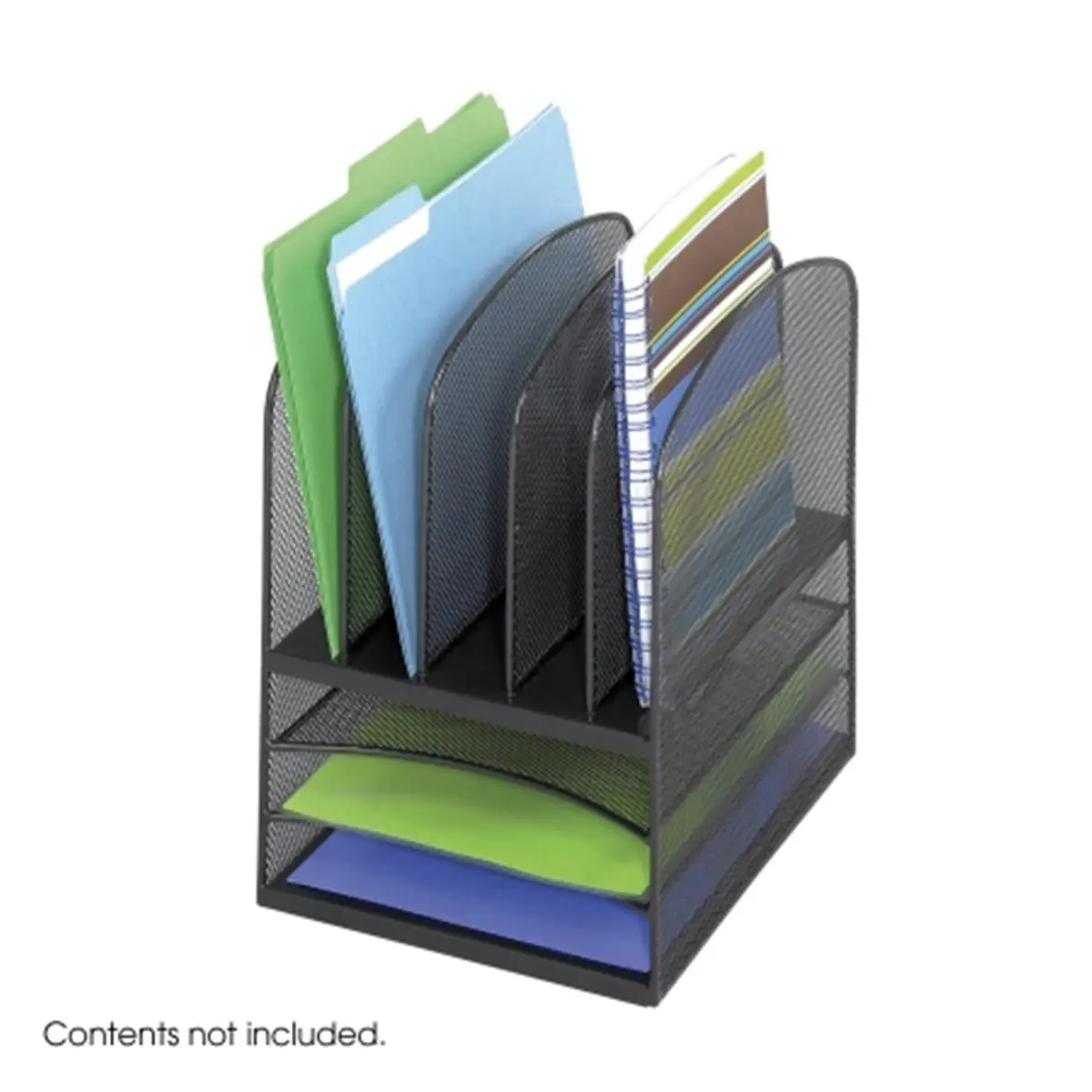 Safco 3266BL Black Onyx Mesh Desk Organizer 3 Horizontal 5 Upright