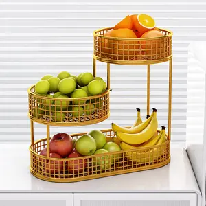 Fruit Plate for Living Room and Tea Room, Multi-layer Fruit Tray, Fruit Storage Rack, Snack Plate, Light Luxury Multi-layer Fruit Basket
