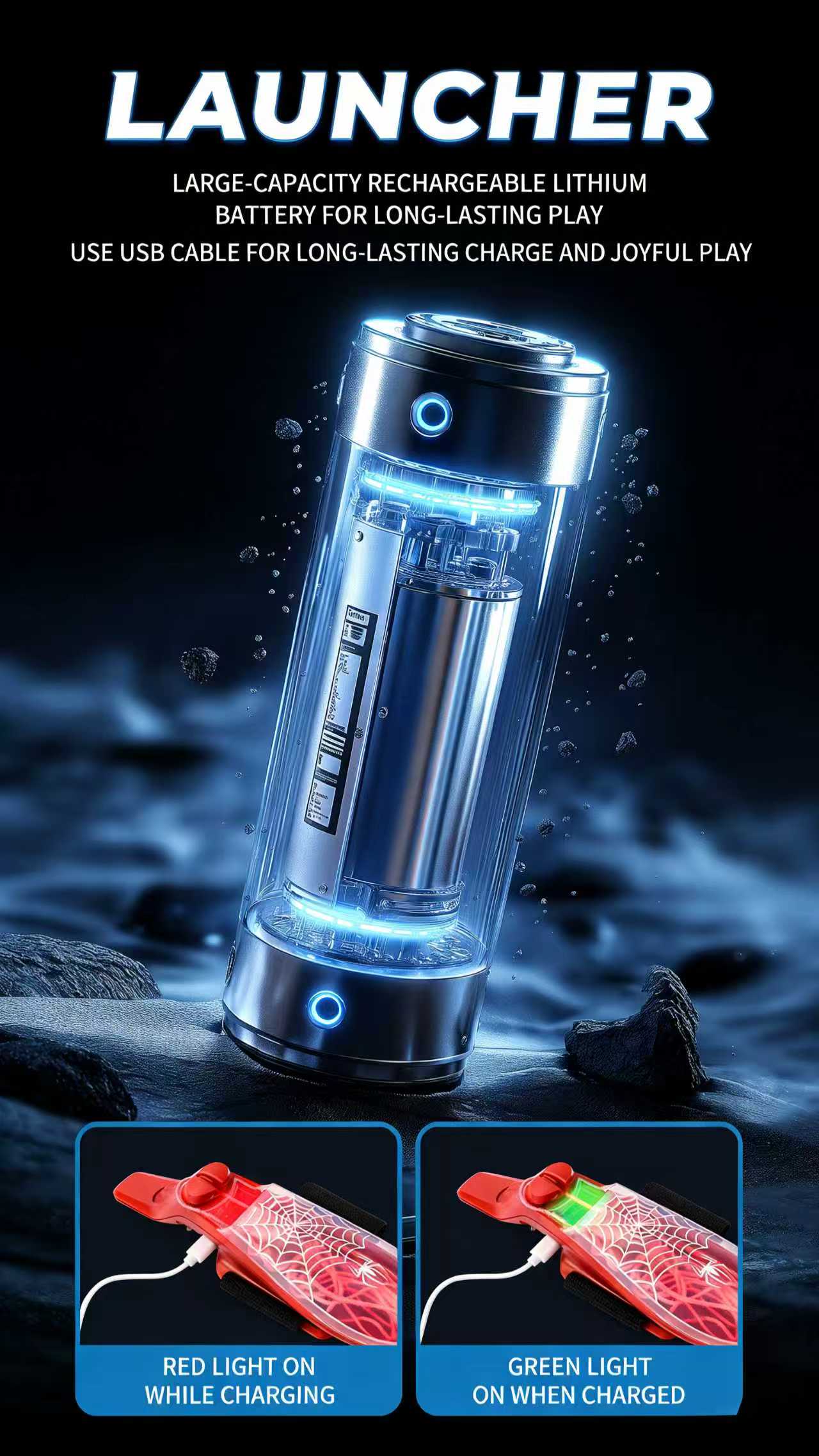 Brand New 2026 USB-C Rechargeable StringLaunching Webshooter Glows-In-the-DarkPerfect Holiday Gift for Kids Boys GirlsChristmas New Year Birthday