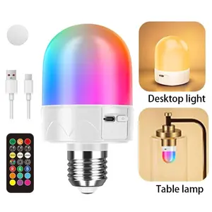 Rechargeable Light Bulb with Remote Control, RGB Color Changing Light Bulb, Dimmable LED Light Bulb for Non-Hardwired Wall Sconces, Pendant Lights, Led Bulbs, Interior Led Lights