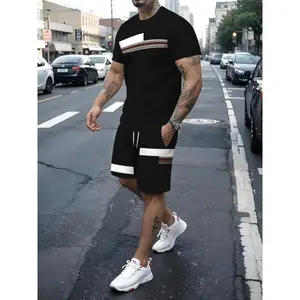 Men's Casual Fashion Set - Comfy Polyester T-Shirt & Drawstring Shorts with Unique Print Design, Machine Washable - For Men - Suitable for Casual Wear, Loungewear, or Outdoor Activities - Perfect Gift for Teenagers & Young Adults
