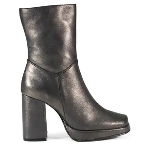 Diba True Womens Mont Pelier Metallic Platform Square Toe Casual Boots Ankle High Heel 3" & Up - Silver