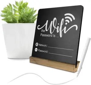 WiFi Password Sign Wooden WiFi Sign  Network Sign Table Chalkboard for Restaurant Supermarket Office Home Bar Coffee (6.1" HX5.9 W Black2)