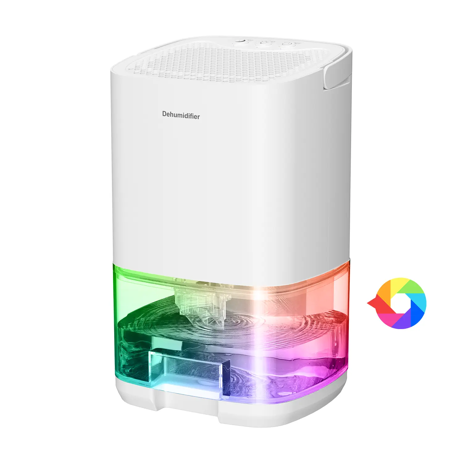 Quiet Compact Dehumidifier for Small Homes - 34oz/1000ml Tank, Built-in Handle, 7-Color Lighting, Sleep Mode, Moisture Removal Home Appliance, Day Sale, Plastic Body