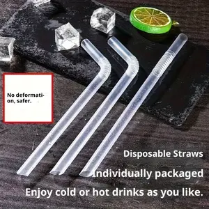 60pcs Thick Straws Individually Packaged Pearl Milk Tea Large Diameter Straw, Transparent Bent Head Straw, Plastic Straws for Home Bar Hotel Use