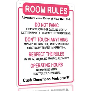 Funny Room Rules Plaque Sign - Preppy Chic Pink Decoration Items, Quirky Empowering Statements, Girly Teen Bedroom Decor, Girls' Desk Wall Decor, Ideal Birthday Holiday Gift