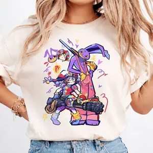 Jax & Pomni Digital Circus T-Shirt, The Amazing Digital Circus Graphic Tee, Cute Chaos Cartoon Streetwear Shirt, Gift for fans, Trending 26