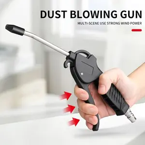 Industrial Air Blower Gun: High Volume, Guard Air Flow Nozzle, Pneumatic Air Compressor Accessories for Dust Cleaning - Black