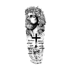 Jesus Cross Waterproof Temporary Tattoo, Lasts 1-2 Weeks, Herbal Ink, Realistic Non-Reflective Designs for Arms & Legs, Sticker Tattoos, Tattoo Stickers