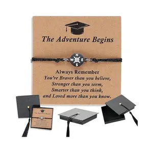 Orphic Graduation Gifts 2026 for Her Him Class of 2026 Compass Bracelet Adjustable Jewelry for Kindergarten 5th 8th Grade Middle High School College Nurse Senior Teen Girl Boy Daughter Student Graduation Gift with Gift Box & Card