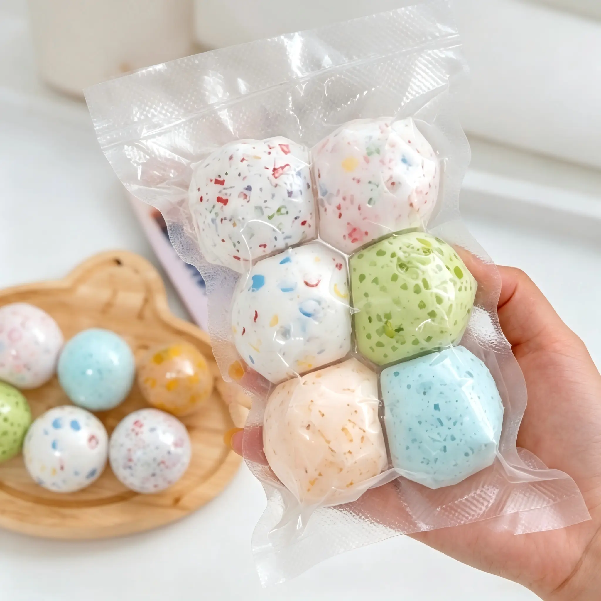 6-Pack Squish Stress Relief Balls, Soft Moldable Squeeze Fidget Toys with Satisfying ASMR Squish Sounds, Portable Anxiety-Calming Sensory Toys, Cute Handmade Gift for Kids & Adults