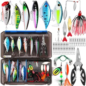Fishing Lures Fishing Tackle Box Fishing Gifts for Men, Bass, Trout Fishing Accessories Kit for Saltwater & Freshwater Fishing Gear Including Topwater Lures, Hooks, Spinnerbaits