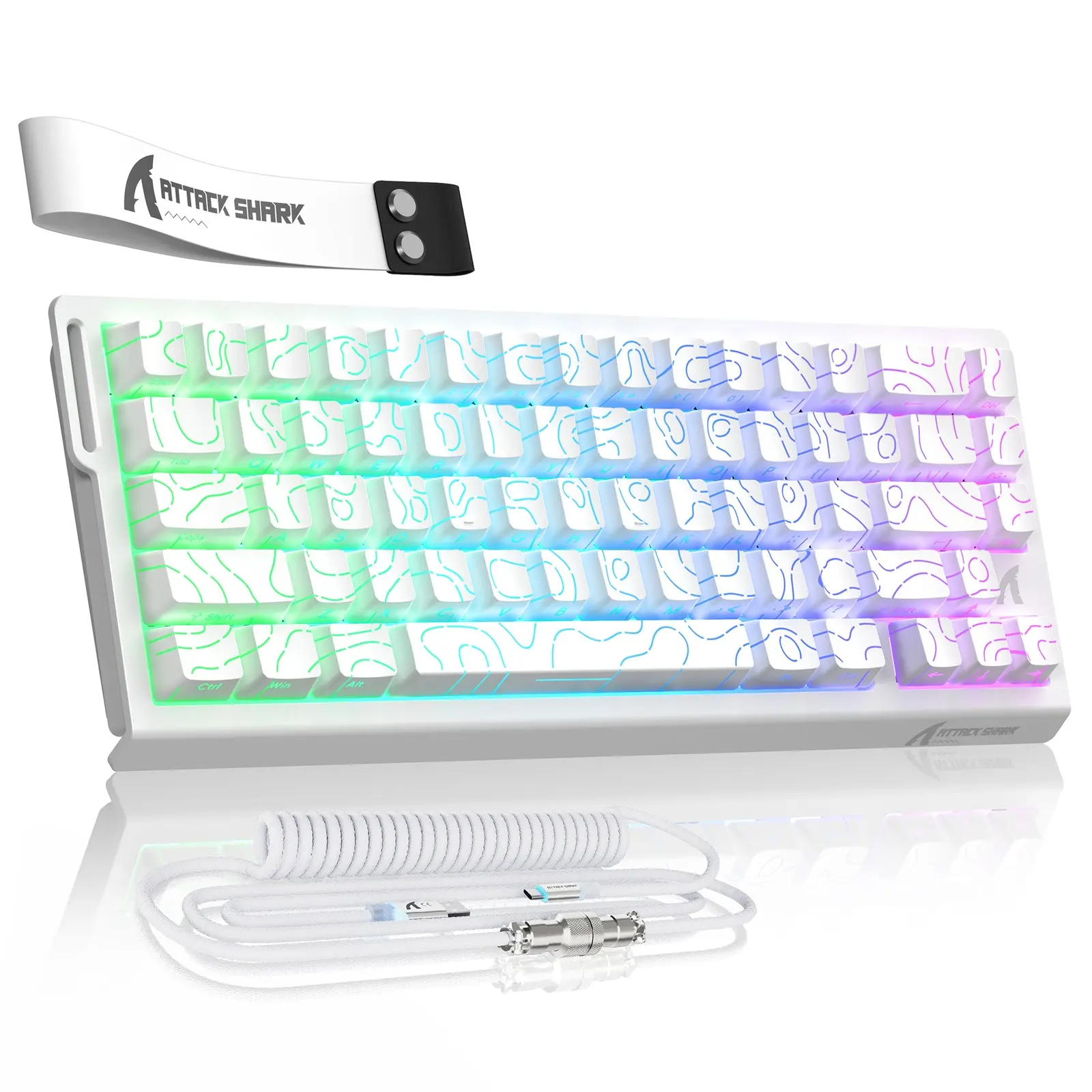 ATTACK SHARK X68 HE Rapid Trigger Magnetic Switch Keyboard, C01PRO Coiled Cable, 60% Wired, 8KHz, 0.01mm RT Accuracy, Supports RT/Snap Tap/DKS/MT/TGL, RGB Backlight Gaming Keyboard, LED Backlit Keyboard, PC Accessories