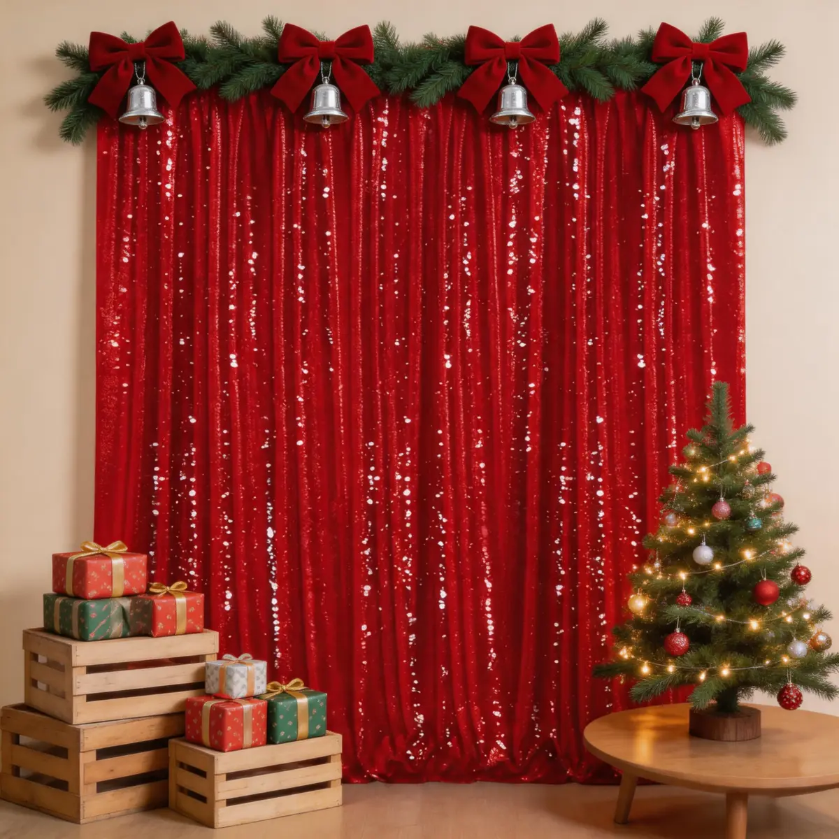 10x10ft High-Density Shiny Sequin Mesh Fabric Backdrop Curtain, Party Classic Sequin Sparkle Festive Banner for 1-Piece Multiple Events, Wedding Stage Photography, Birthday Party Decor