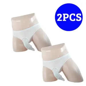 Wearable Urine Bag for Men Incontinence Pants Reusable Portable Leak Proof Leg Device with Collection Bag Soft Stylish Brief Silky Breathable Boxer Menswear