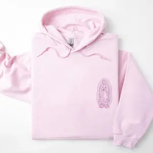 Women's Virgen de Guadalupe Pullover Hoodie, Unisex Fit, Classic Cotton-Spandex Yarn Fabric, with Pocket