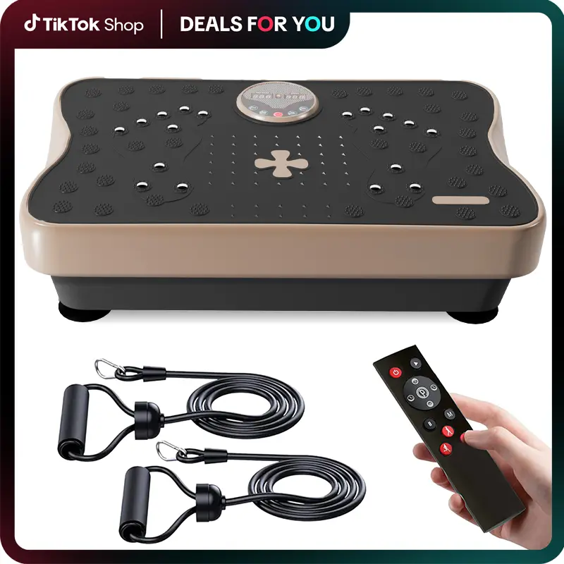 HopHorse Professional Vibration Plate - 330lbs Heavy Duty Platform, 4 Smart Speed Modes, Silent 30dB Operation, Full Body Workout in 10 Mins, Home Gym Equipment with Bands & Remote Control Stepper For Exercise Stepping Machine