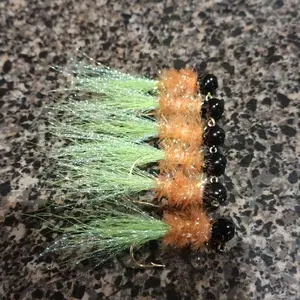 2 pack , Gloss Black Head Fl Chartreuse Bucktail Fishing Lure with Flash