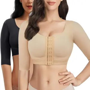 Upper Arm Shaper for Women Post Surgery Compression Sleeves mer Posture Corrector Tops Shapewear Ladies Arm Faja Front Closure Shapewear Bra Ladies Shaper Tops Arm Compression Post Surgery Front Closure Bra Tank Top Shapewear Plus Size