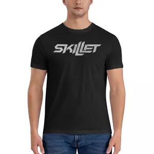 Skillet Band Logo Graphic Print Men T Shirt Pure Cotton Y2K Funny Design Retro Rock Music Casual Streetwear Short Sleeve Top