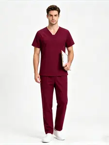 Multi Color Short Sleeve Straight Pants Scrub Set Breathable Work Uniform For Nurse Pet Shop Veterinary Clinic