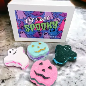 Spooky Halloween Bath Bombs Bath Fizzies Gift Set of Four Large Bath Bombs