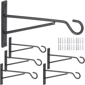 8" Hanging  Hooks, 6 Pack Hanging Basket Bracket Wall Hooks,  Hangers Outdoor for Fence, Lantern,Wind Chime