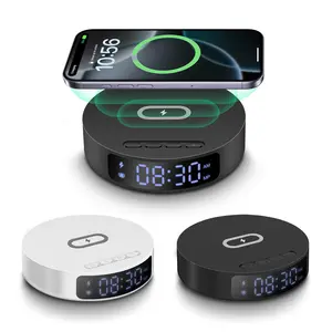Multifunctional Wireless Charger with Alarm Clock Time, 15W Fast Charging Station compatible with iPhone Samsung Desktop Charging Base for Home Office
