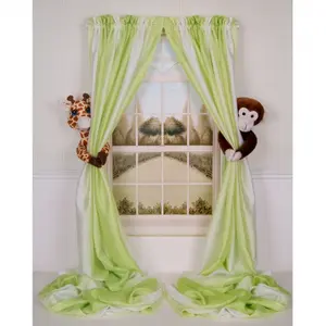 Plush Safari Giraffe and Chocolate Monkey Curtain Tieback Collector Set
