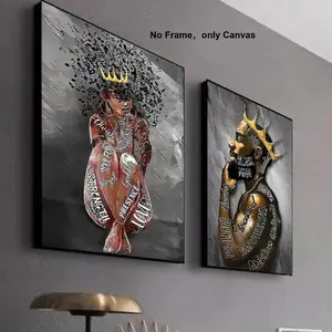 Couple Wearing Crown Pattern Canvas Painting without Frame, 2 Counts/set Creative Vintage Wall Art Painting, Wall Art Decor for Home Living Room Bedroom Office, Ornaments, Art Wall Decoration