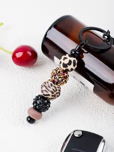 Multi-Style Silicone Bead Keychain, Tassel Cross Charm Printed Beaded Key Ring, Aesthetic Bag Charm for Women, Trendy Car Key Accessories, Stylish Keychain, Keychain for Bags