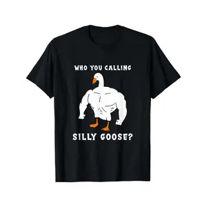 [Casual Style] Silly Goose" Funny Gym Meme T-Shirt, Comfortable Fit,  Muscular Goose Graphic, Ideal For Casual Wear & Holiday Gifts
