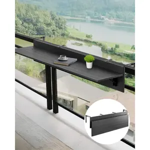 Fathersdaygift Folding Balcony Hanging Rail-Mounted Bar Table, 12x59 in, 50 lbs Loading Capacity, Fits 1-5.9 in Railings, Outdoor Serving Table for Patio Deck, Balcony Tabledealsforyoudays