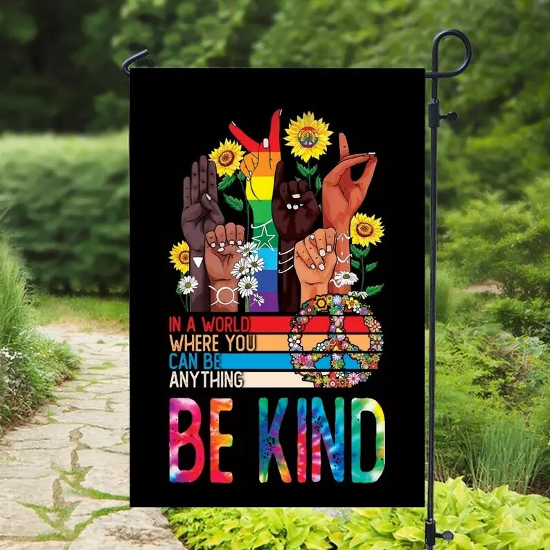Be Kind Sunflower Garden Flag, World Peace Outdoor Decor, Equality Flag, LGBT Pride Flag, Black History Flag, Women Rights Flag