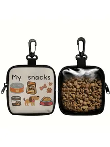 Dog Print Snack Bag Keychain, Pet Training Set with Hook and Zipper Keychain, Dog Poop Bags, Puppy Pet Walking Bags, Training Aid